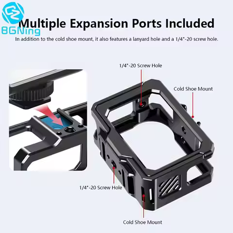 Metal Camera Cage with Cold Shoe Mounts for AKASO Brave 8 Lite Anti-Scratch Camera Protection Access