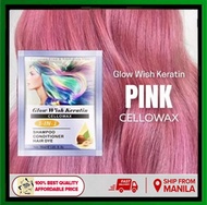 Original 100% (PINK Color)Glow Wish Keratin Cellowax 3IN1 Shampoo Conditioner Hair Dye 30ml