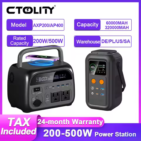 500W 200W Power Station With 100W Solar Panel 18V USB TYPE-C Portable Power Bank 345.6Wh 192Wh Lifep