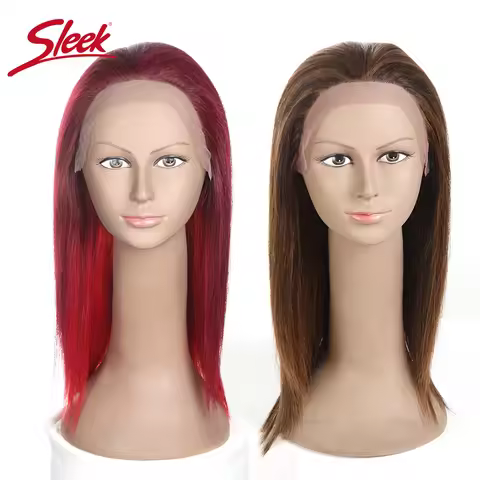 Sleek Brazilian Straight Lace Front Human Hair Wigs Brown 33# Blonde Highlight F1B/30 Red 99J Color 