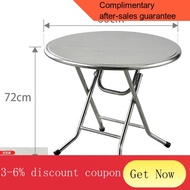 YQ All Stainless Steel Foldable round Table Small Square Table Dining Table Dining Table Dining Table Fast Food Househol