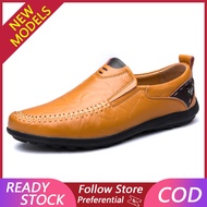 Summer leather shoes, slip-on shoes, fashionable and versatile, urban fashion shoes, casual shoes, breathable, slip-on solid shoes, men's shoes, large size 38-48, black-yellow-brown