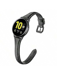 柔軟超薄黑色皮革手錶帶，適用於三星手錶Galaxy Watch 6/5 40mm 44mm/Galaxy Watch 5 Pro 45mm/Galaxy Watch 4 44mm 40mm/Galaxy Watch 4 46mm 42mm，華為Apple Watch Band Gt2/Gt3/Gt4Pro，20mm/22mm