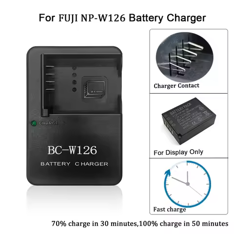 BC-W126 Charger for FUJI NP-W126S/NP-W126 Battery FinePix HS-30EXR,50EXR,X-T10,X-T200,X-100,X-A1,X-A