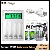 Energizer AA and AAA Rechargeable Battery With Pujimax LCD-005 4-slot LCD Intelligent Fast Charging 