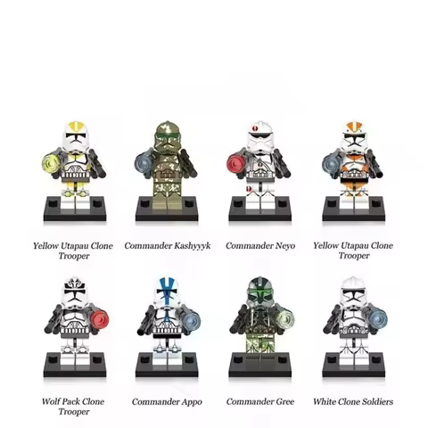 Star Wars Clone Soldier Commander Series Minifigures 8pcs Set Compatible with Lego DIY Building Bloc