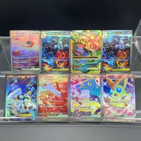 DIY Anime PTCG English Version Charizard Mega Charizard Venusaur Latias Victini Rainbow Rare Card Co