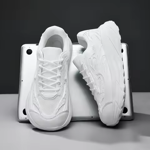 Men Wide Toe Chunky Platform Dad Sneakers KPU Mesh Breathable Thick Cushion Sole Fashion Casual Walk