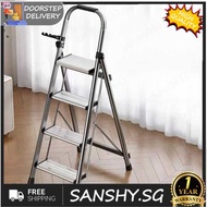 SANSHY Aluminium Ladder Foldable Ladder 4 5 6 Step Ladder 150Kg Bearing Slim Ladder Small Ladder