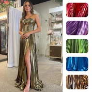 Women Dress Evening Dress Split Sleeveless Gilding Halter 8120
