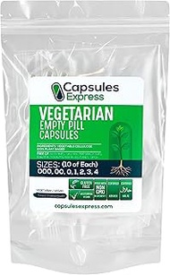 XPRS Nutra Empty Capsules Sample Pack - Ten Each of Sizes 000, 00 0, 1, 2, 3, 4 - Clear Empty Vegan 