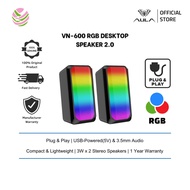 Aula N-600 RGB Desktop Gaming Speaker 2.0 USB 2.0 & 3.5mm (3Wx2 Speakers/ USB-Powered(5V) & 3.5mm Au