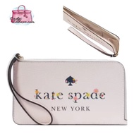 (CHAT BEFORE PURCHASE)NEW AUTHENTIC INSTOCK KATE SPADE LUCY MEDIUM L-ZIP WRISTLET KG610 LIGHT ROSEBU