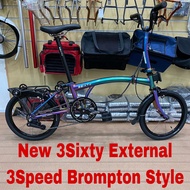 3Sixty Trifold Bicycle External 3 Speed Folding Bike 16" WHEELS | Brompton Birdy Pikes Mint | Folding Road Race Mountain