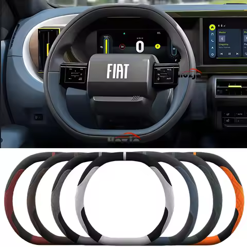 Suede Leather Car Steering Wheel Cover for Fiat Grande Panda 2025 Non-slip Car-styling Auto Accessor