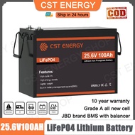 แบต 24v100ah แบตเตอรี่ Lifepo4 Lithium Battery With 100A BMS แบตเตอรี่ชาร์จได้ 10000+ Cycles CST ENE
