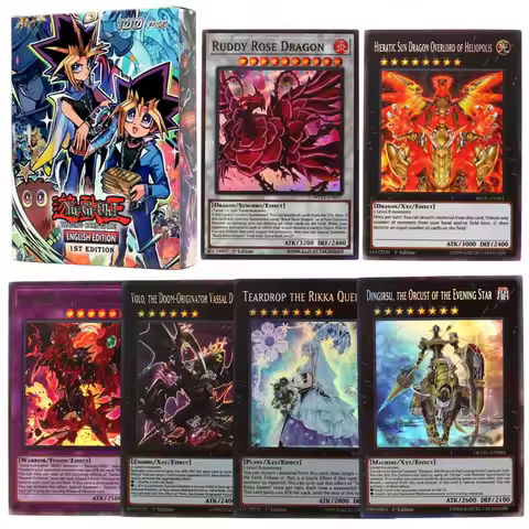 100Pcs No Repeat Holographic Yugioh Card in English YU GI OH Master Duel Competitive Deck Trading Ca