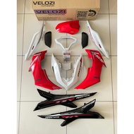 COVERSET YAMAHA NVX155 V2 AEROX RED SUN WHITE NVX-V2-ARX.T-1 SIAP TANAM FREE EMBLEM VELOZI