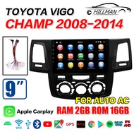 HO จอแอนดรอย 9 นิ้ว จอ android ติดรถยนต์ TOYOTA VIGO CHAMP 2008-2014 Apple Carplay แบ่ง2จอได้ แท้ IP