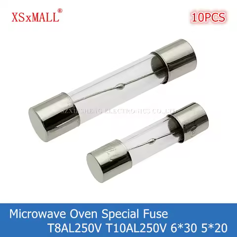 10PCS Microwave Oven Power Fuse T8AL250V T10AL250V 6*30MM 5*20MM Time-Delay Glass Tube Fuse For LG M