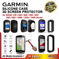 GARMIN Edge 130 520 530 540 830 840 1000 1030 1040 Solar Silicone Cover Case Tempered Glass Screen Protector