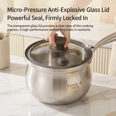 316 (18/10) stainless steel milk pot, soup pot, complementary food cooking pot, stainless steel sing