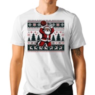 Merry Christmas Santa Claus Basketball T-Shirt - Ugly Xmas Tee Shirt