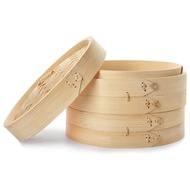 (KYSB) 3 Piece Set - Bamboo Steamer Basket - Dumpling & Bun Steamer - Great for Cooking Buns Dim Sum