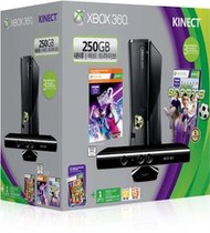 【XBOX 360主機 超值組合】黑色霧面 250GB 250G Kinect同捆【含四款遊戲+1個月金會員】