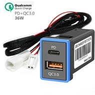 PD QC 3.0 Dual USB TOYOTA Car Charger Quick Charge 3.0 5V 3.5A Type-C Port For iPhone Samsung Xiaomi