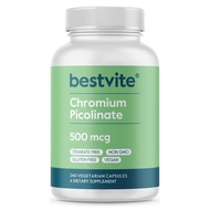 BESTVITE Chromium Picolinate 500mcg (240 Vegetarian Capsules) - No Stearates - No Dicalcium Phosphat