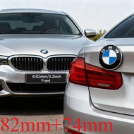 2Pcs 74mm 82mm BMW Logo Front Cap and Front Cap, Suitable for BMW E34 E36 F10 F20 F30 F32 F34 E62 E7