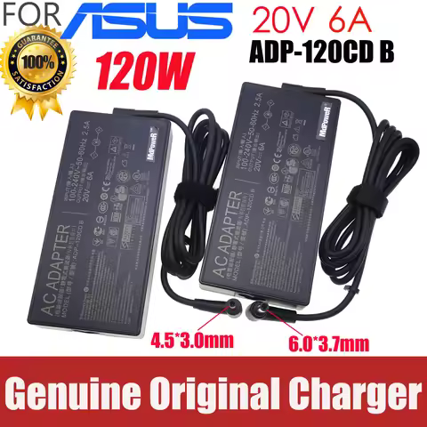 Original 20V 6A 120W 4.5*3.0mm 6.0*3.7mm AC Adapter Charger For ASUS A17-120P2A ADP-120CD B PA-1121-