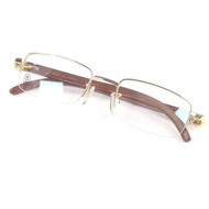 Cartier男士眼鏡，狀況極佳，木質 C 形裝飾，示範鏡片，金ブラウン， 140 號，法國製造。