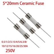 🇲🇾C19 1pcs - Ceramic Fuse 2 pin F Fast Acting Flink Fast Blow fius lead seramik 5*20mm electronic vo