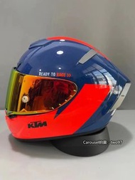 Shoei x14 KTM 藍橙色安全帽機車頭盔全盔全罩男女賽車跑盔四季通用防摔保護防碰撞摩托騎士通風透氣盔重機騎乘雙d扣&amp;代購