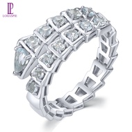 Lohaspie Jewelry Real Solid Sterling Silver 925 Ring Original Natural Aquamarine Tanzanite Ring 925 