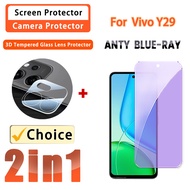 2 IN 1 Tempered Glass Vivo Y29 Anti-Blue Glass Film for Vivo Y29 Y29t Y28 Y28s Y27 Y27s 4G 5G 3D Gla
