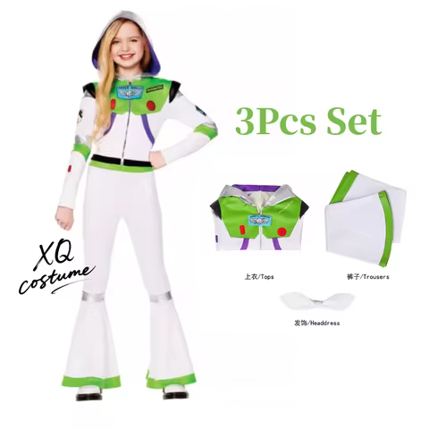 Women Girls Buzz Lightyear Cosplay Halloween Costume Movie Role Play 3Pcs Set for Adults Children Pa