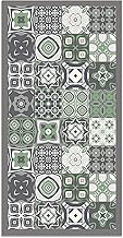 Panorama Vynilteppich Hydraulic Tiles 3 Green Colours - 40 x 80 cm - Washable Non-Slip Kitchen Rug