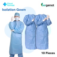 [Cloud Farmasi] Bergamot Blue Disposable Isolation Gown -  40gsm | 30gsm