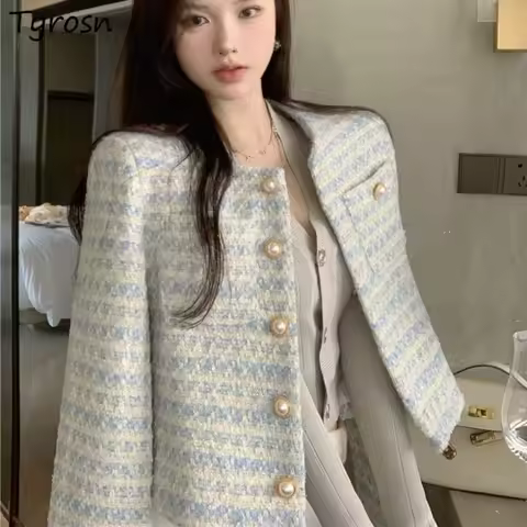Classic Jackets Women Crop Temper Coat Autumn Pockets Design Tender French Style Loose Gentle Ladies