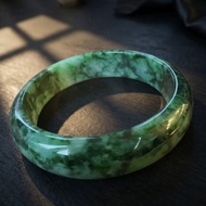 老花青翡翠平安鐲手鐲 | 18.5圍 | 天然緬甸玉翡翠A貨 | 送禮