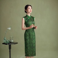 IBUY IBUY 2026 Spring Summer New Style Cheongsam Green Free Exam Uniform Temperament Long Small Man 