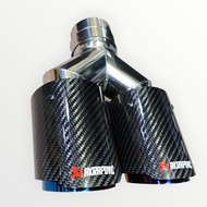 akrapovic car exhaust tip,dual glossy carbon fiber exhaust tip