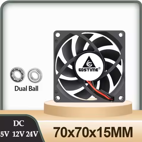 5PCS Gdstime 70x70x15mm DC 24V 12V 5V 70mm x 15mm 2Pin 7cm PC Case Radiator Silent Cooler Brushless 