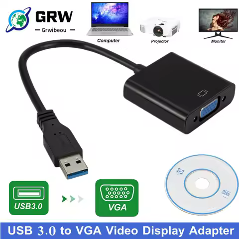 USB 3.0 to VGA Video Display Adapter 1080P Multi-Display External Converter Cable for Projector Lapt
