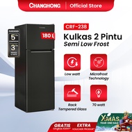 CHANGHONG Kulkas 2 Pintu CRF-238 Hitam Kapasitas 180 Liter Daya Listrik 70-Watt (GARANSI 5 TAHUN)