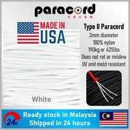 - 3mm Type II 425 Tali Paracord Rope Parachute Cord - White