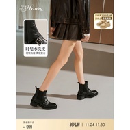 73hours Women's Shoes Infatuated Retro Autumn Winter New Style Retro Washed Leather Chelsea Boots Ch